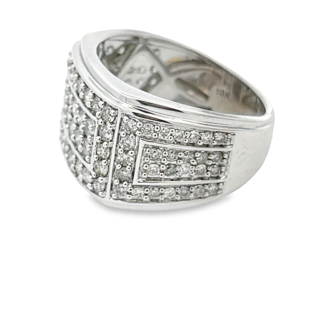 Anillo de hombre de oro blanco de 10KT con diamante natural de 2.04 ct.