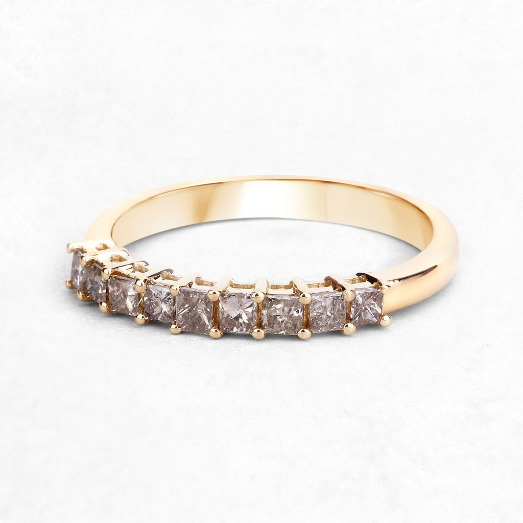 0.50 Carat Genuine Champagne Diamond 14K Yellow Gold Ring (I1-I2)