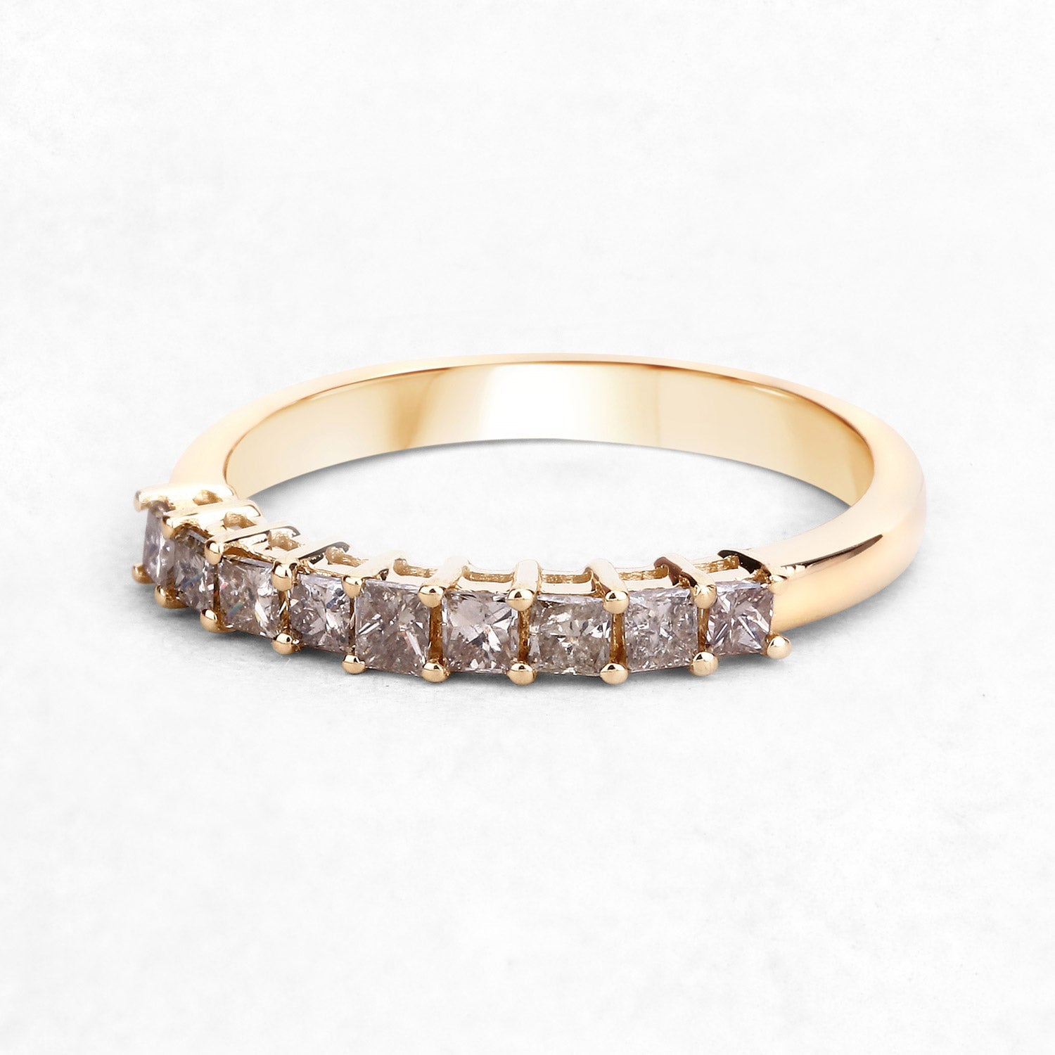 0.50 Carat Genuine Champagne Diamond 14K Yellow Gold Ring (I1-I2)