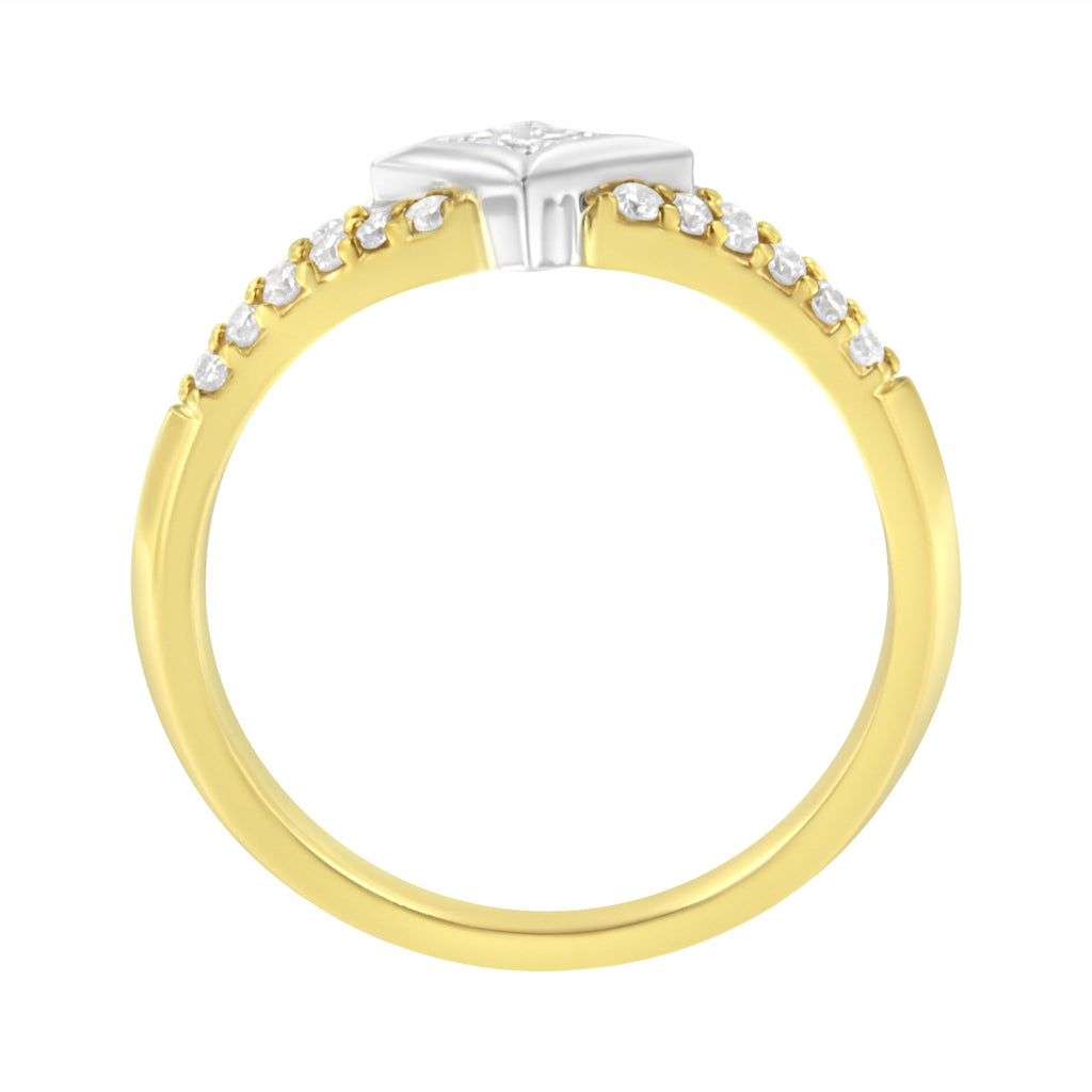 10K Two-Tone Color 1/2 Carat Total Weight Diamond Kite and Split Shank Ring (H-I Color, SI2-I1 Clarity)
