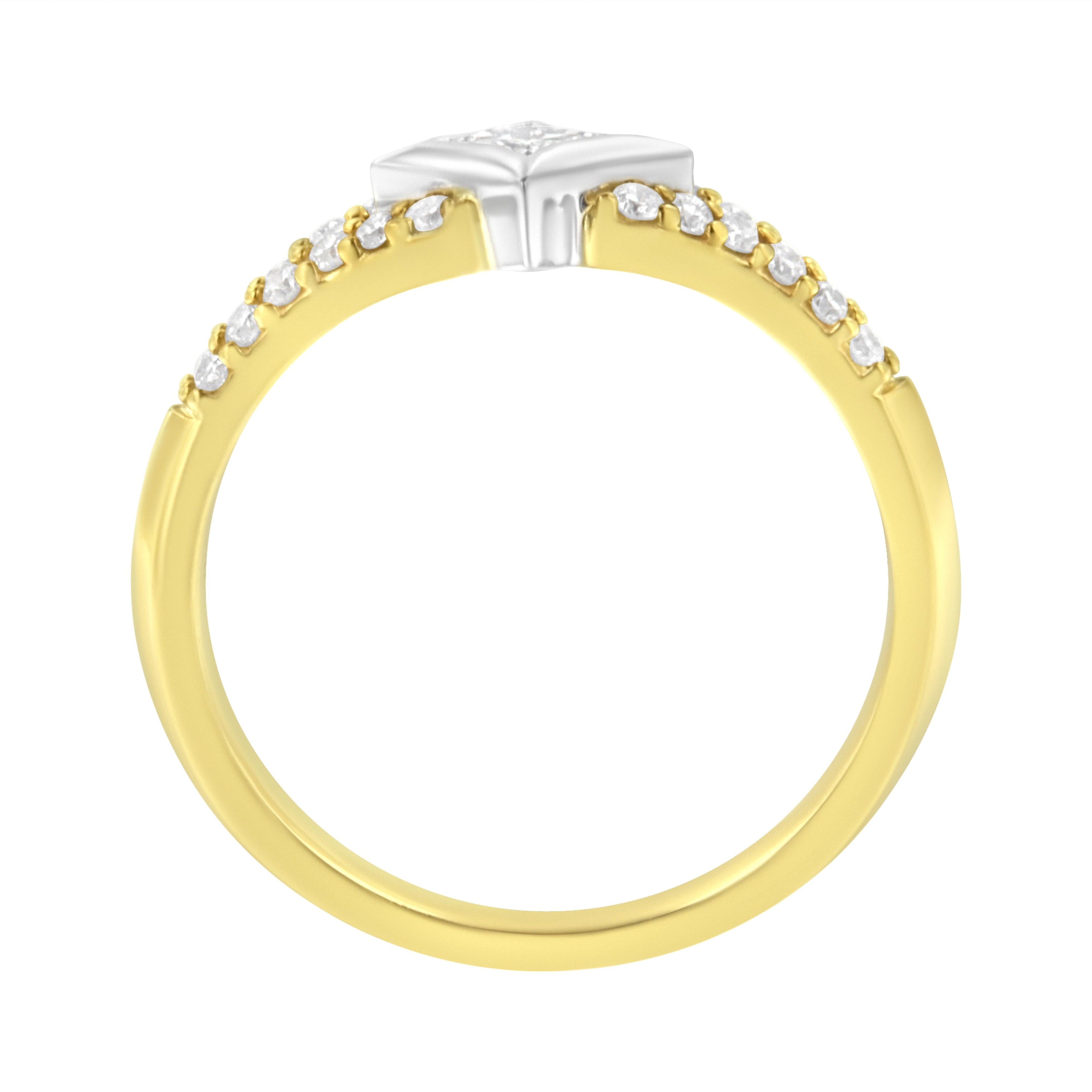 10K Two-Tone Color 1/2 Carat Total Weight Diamond Kite and Split Shank Ring (H-I Color, SI2-I1 Clarity)