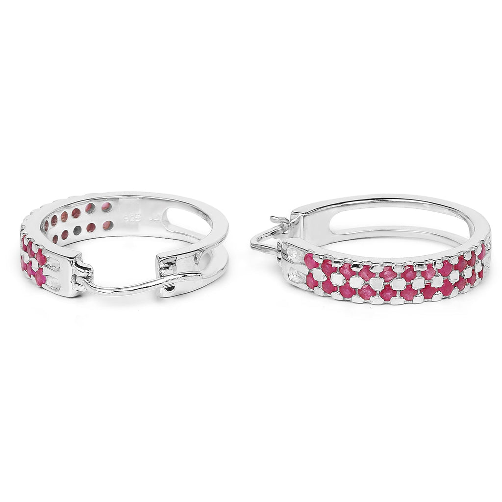 2.20 Carat Genuine Ruby .925 Sterling Silver Earrings