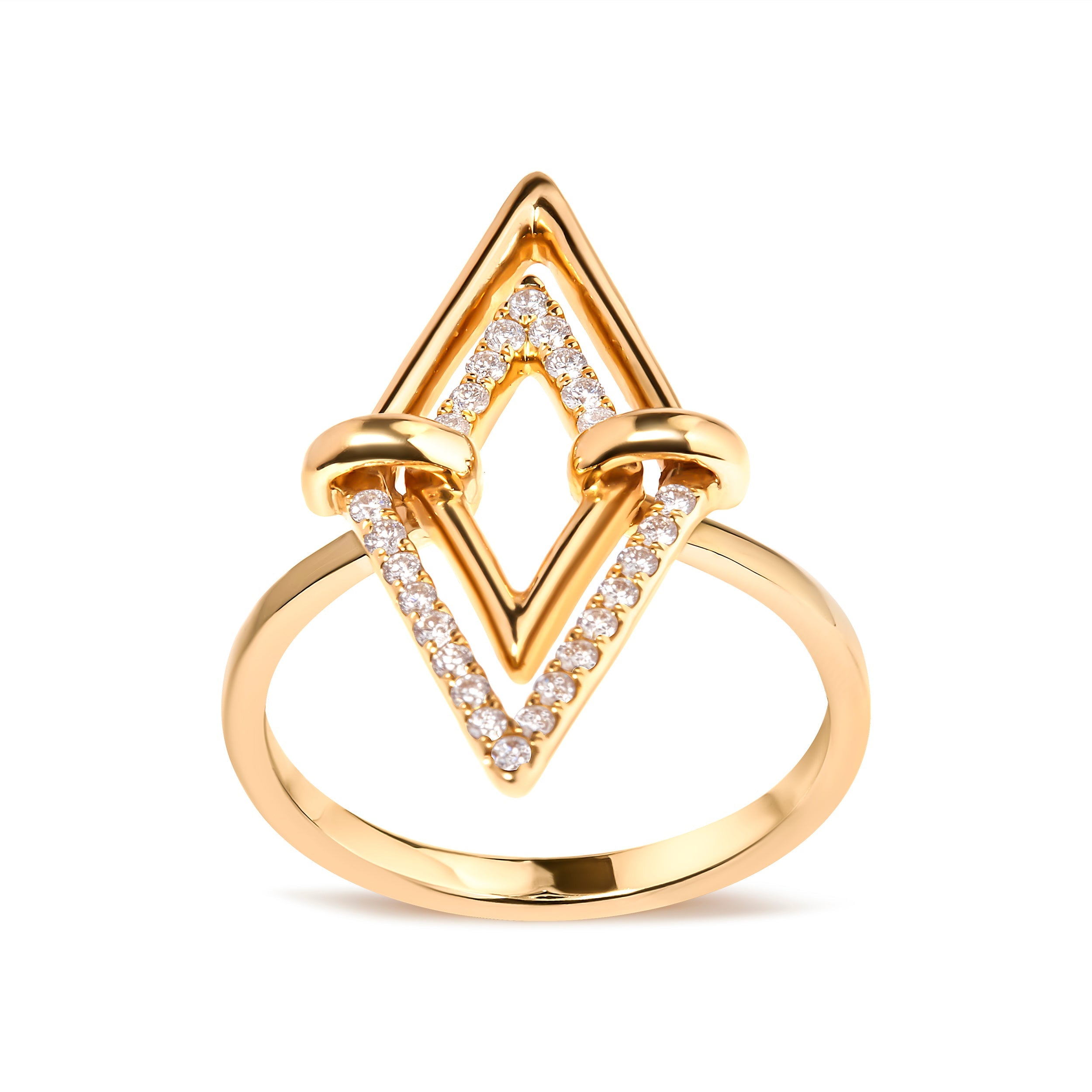 14K Yellow Gold 1/5 Carat Total Weight Diamond Double Triangle Ring (G-H Color, SI1-SI2 Clarity) - Size 7