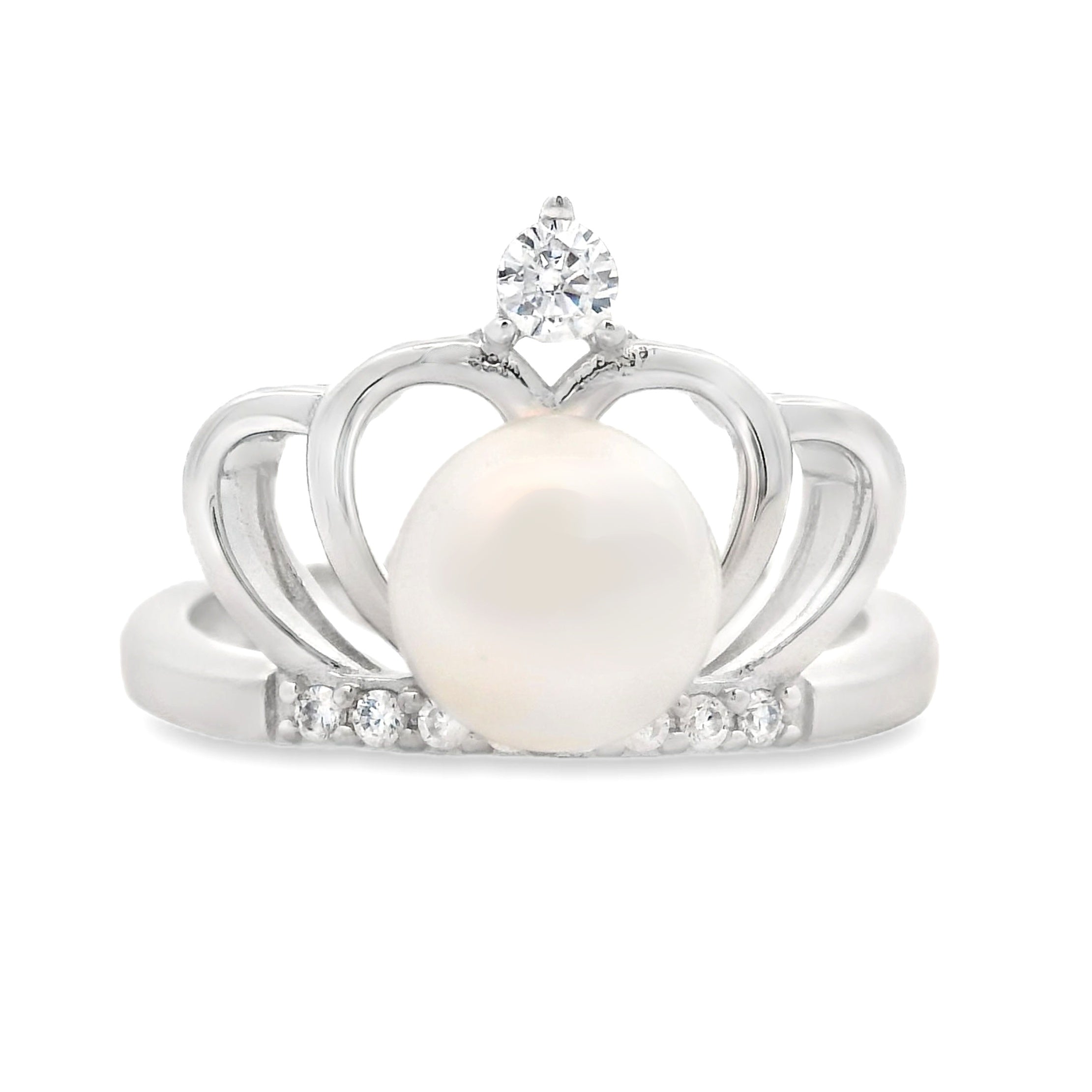 FW Pearl Cubic Zirconia Ring Sterling Silver