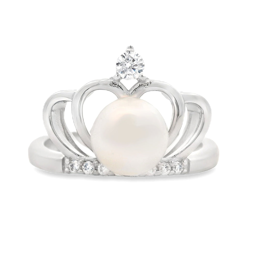 FW Pearl Cubic Zirconia Ring Sterling Silver
