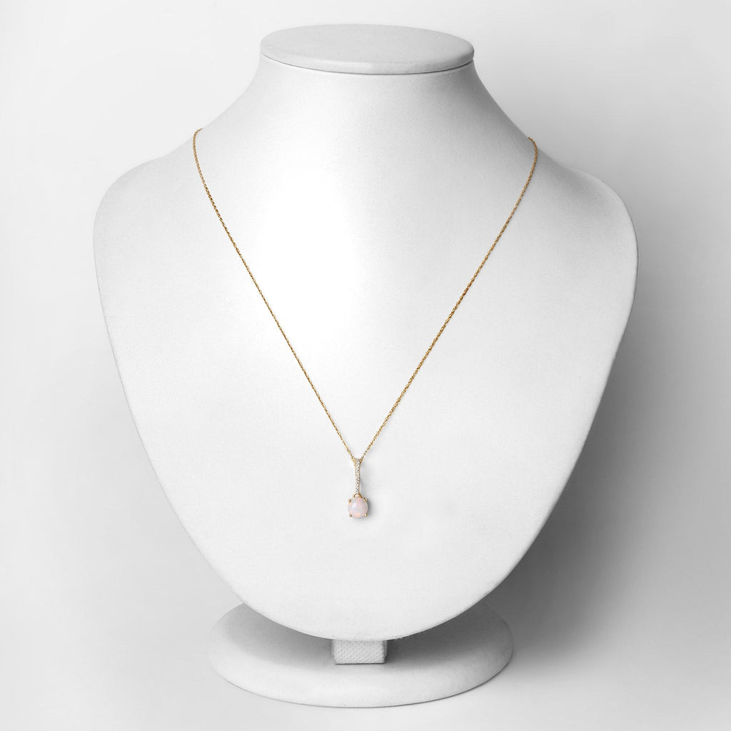 0.53 Carat Genuine Ethiopian Opal and White Diamond 10K Yellow Gold Pendant