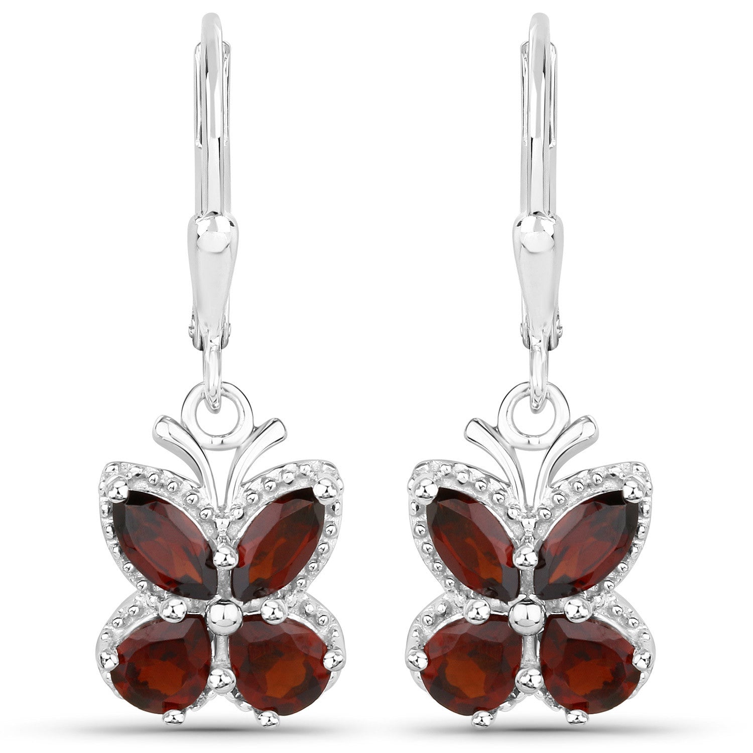 2.60 Carat Genuine Garnet .925 Sterling Silver Earrings