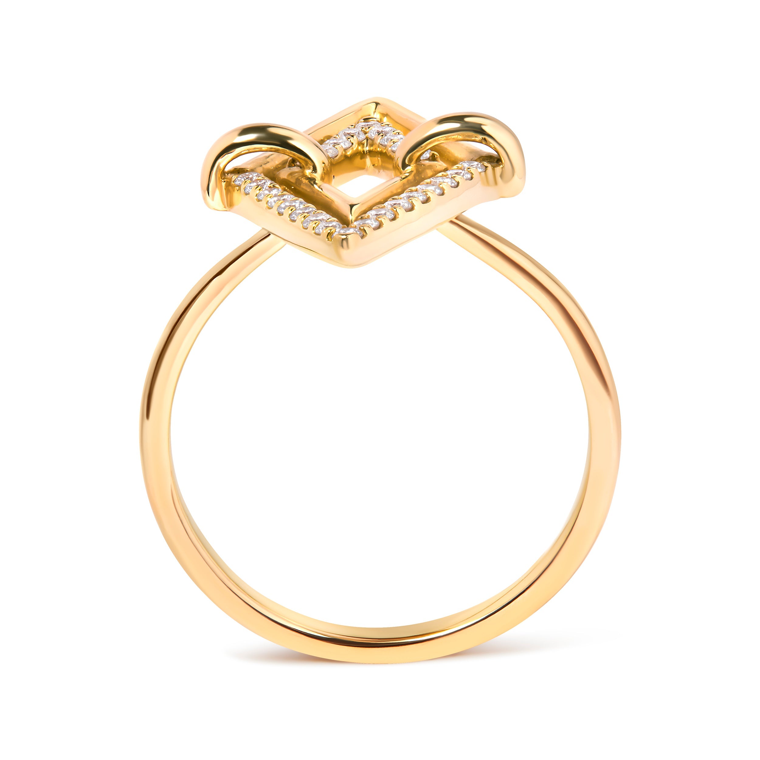 14K Yellow Gold 1/5 Carat Total Weight Diamond Double Triangle Ring (G-H Color, SI1-SI2 Clarity) - Size 7
