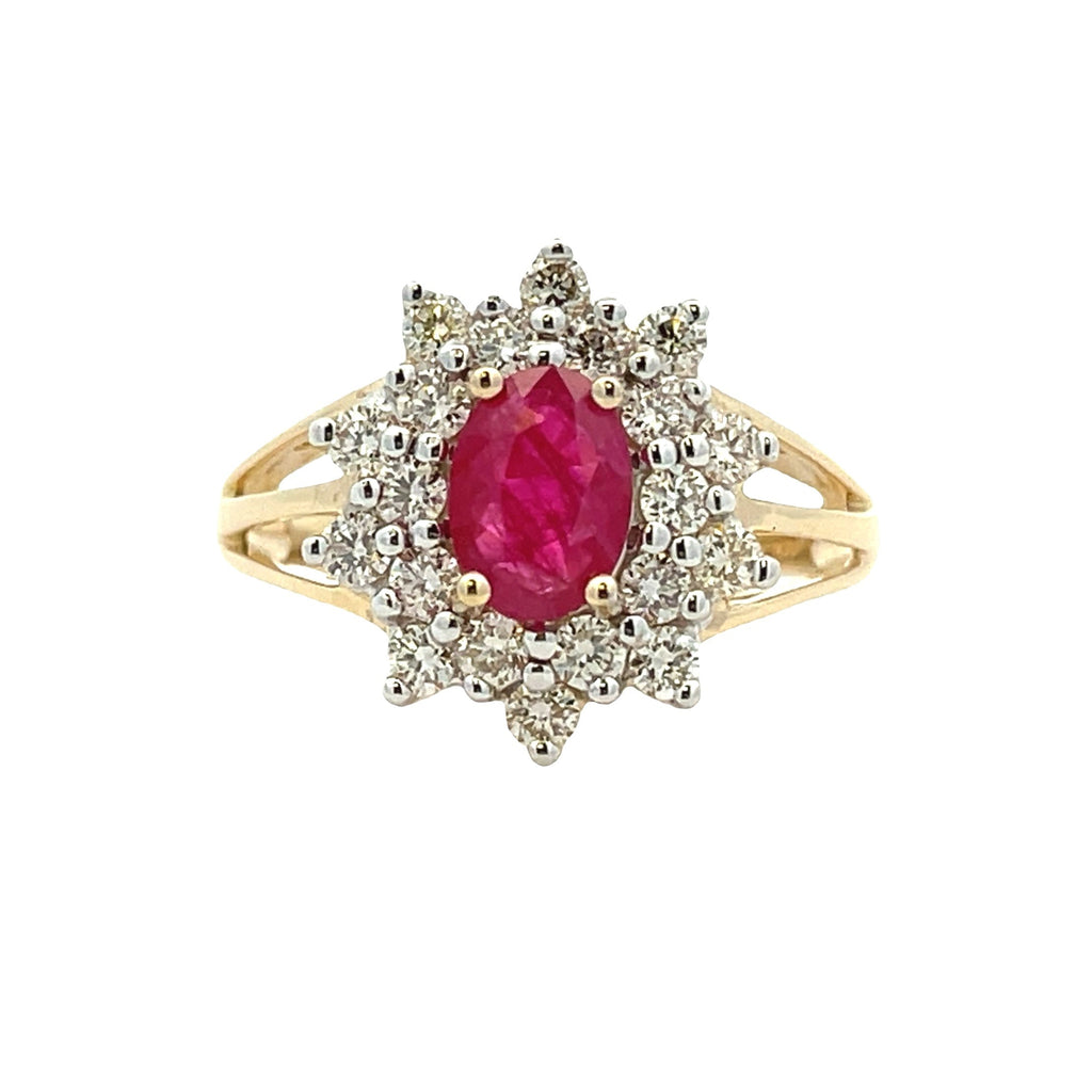 1.65ct Ruby Diamond Ring 14K Yellow Gold