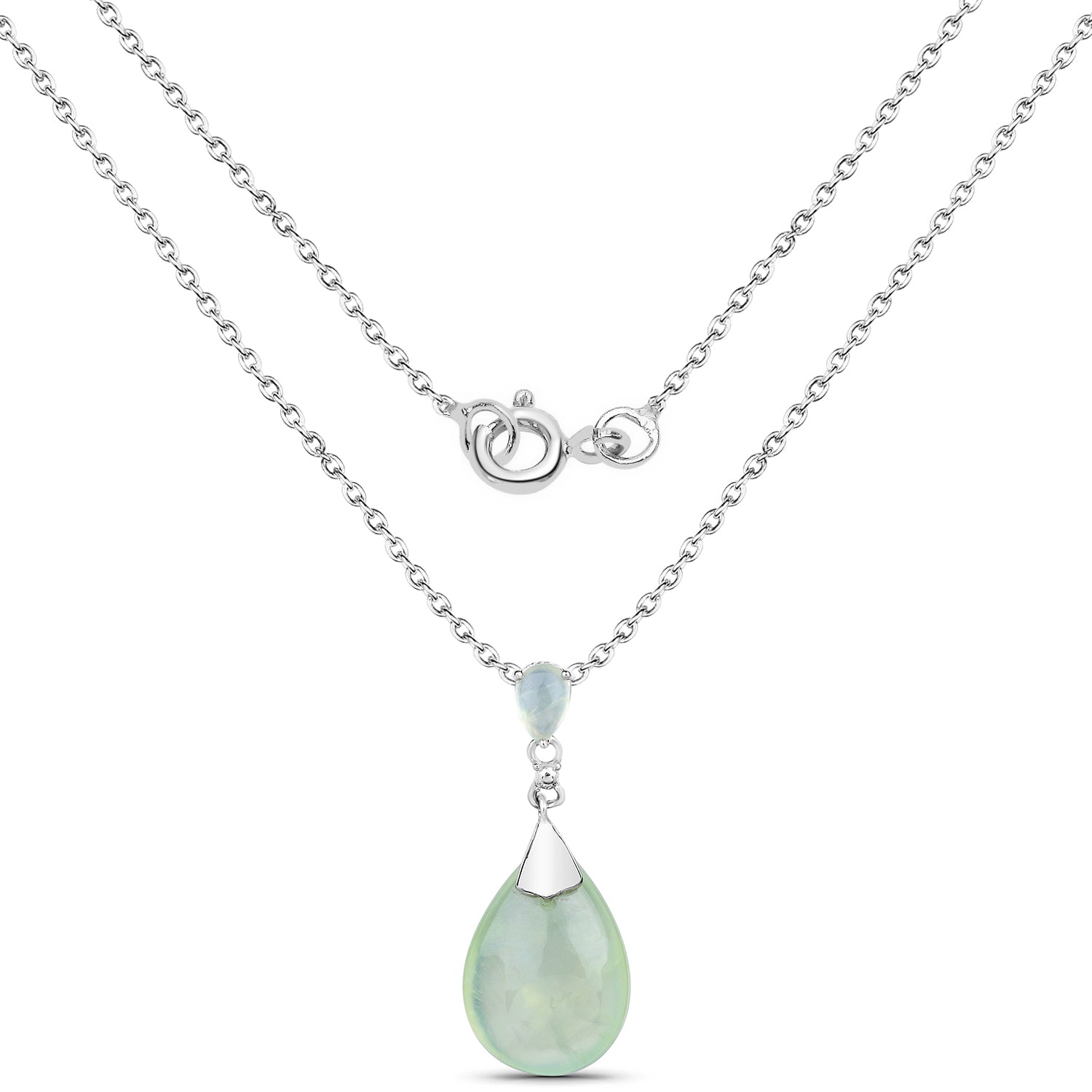 11.92 Carat Genuine Prehnite .925 Sterling Silver Pendant