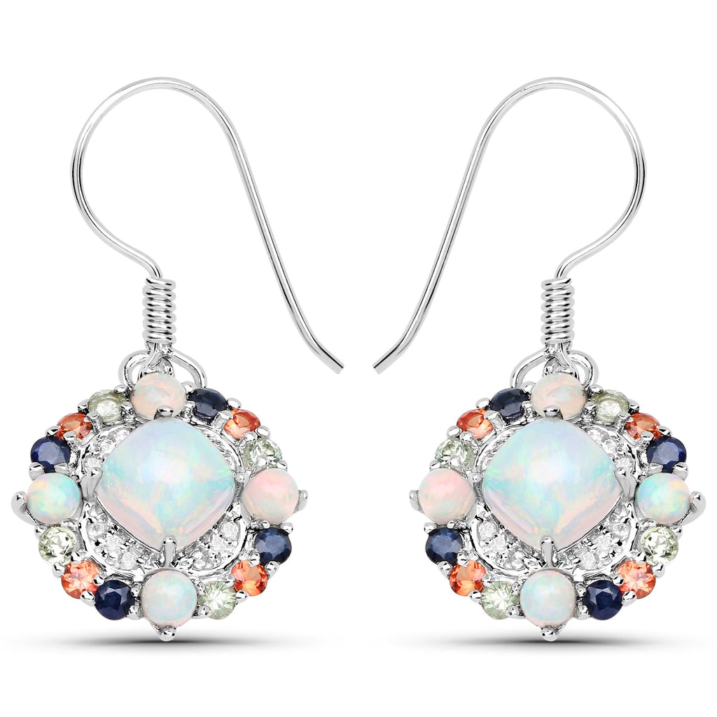 4.73 Carat Genuine Multi Stone .925 Sterling Silver Earrings