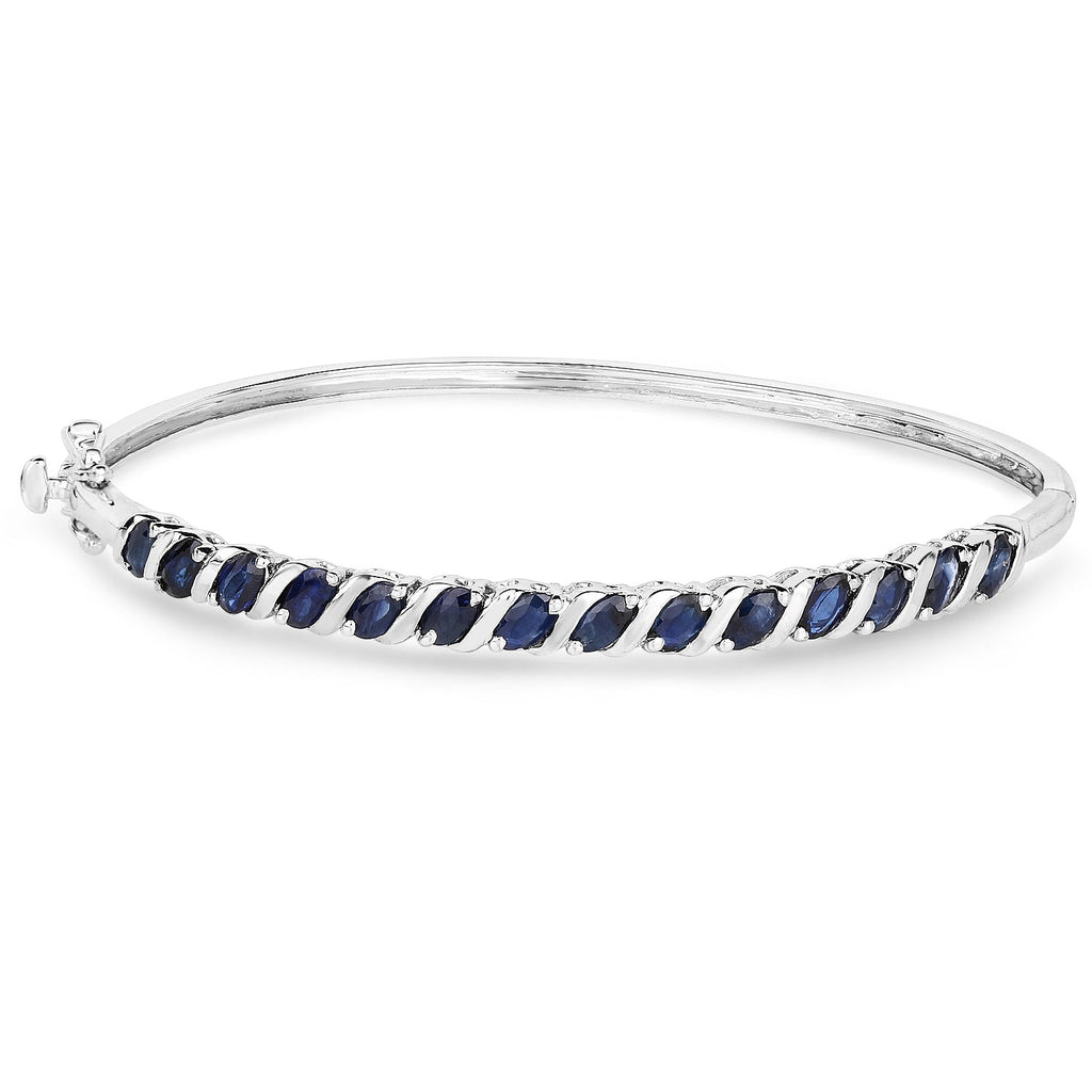 3.08 Carat Genuine Blue Sapphire .925 Sterling Silver Bangle