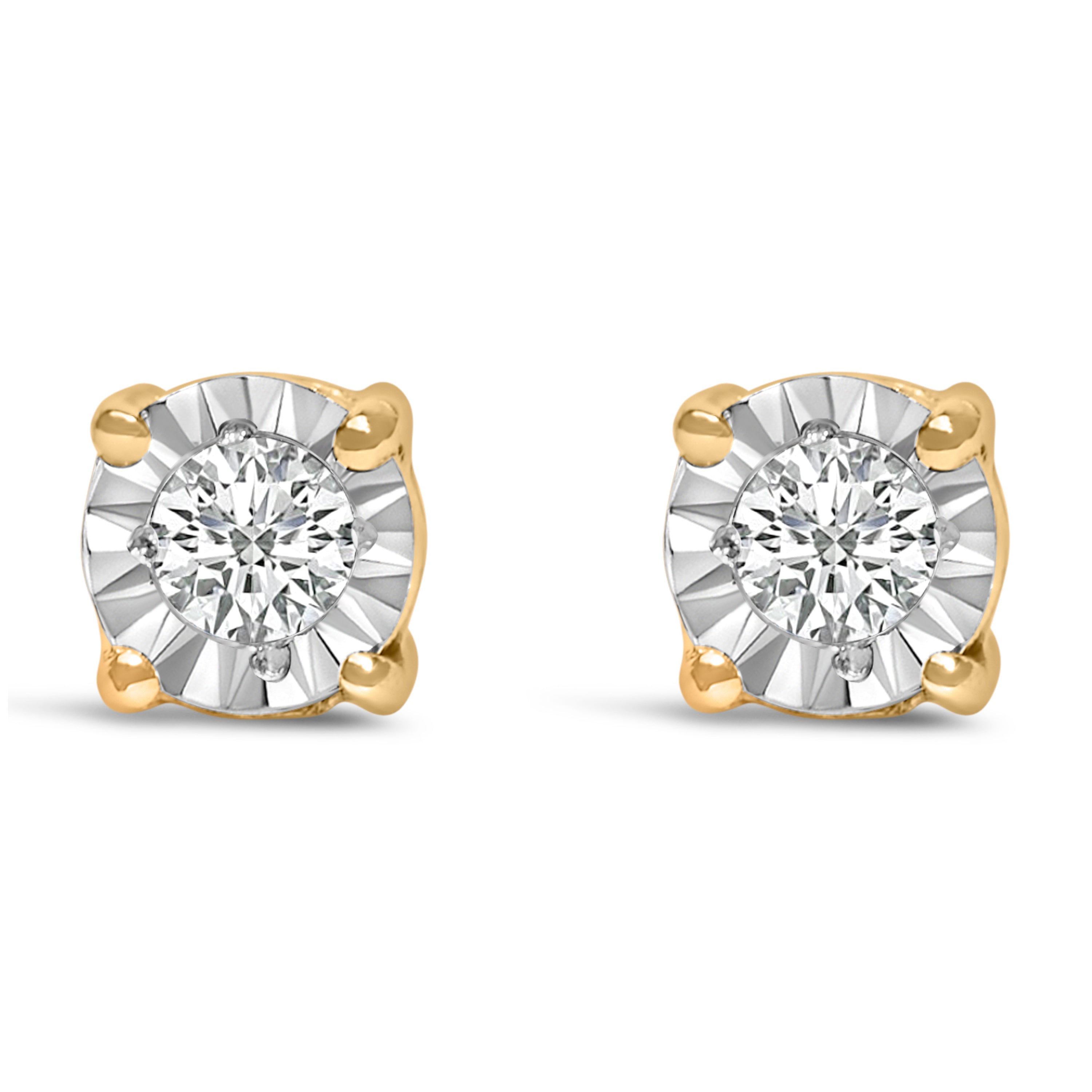 .925 Sterling Silver 1/10 cttw Round Brilliant-Cut Lab Grown Diamond Miracle-Set Stud Earrings (F-G Color, VS1-VS2 Clarity)