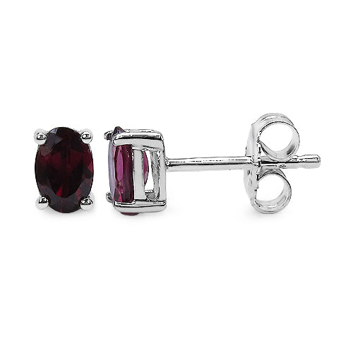 1.00 Carat Genuine Rhodolite .925 Sterling Silver Earrings