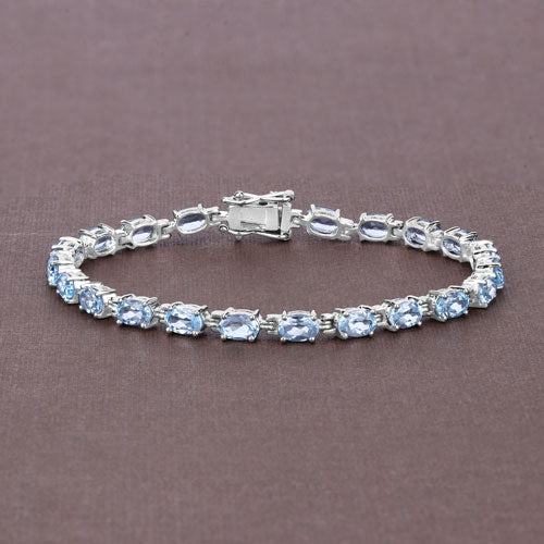 10.71 Carat Genuine Blue Topaz .925 Sterling Silver Bracelet