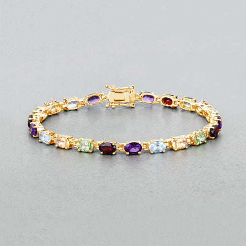 8.96 Carat Genuine Multi-Stone .925 Sterling Silver Bracelet