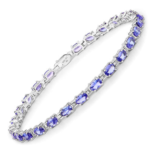 6.25 Carat Genuine Tanzanite .925 Sterling Silver Bracelet