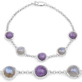 11.00 Carat Genuine Charolite And Labradorite .925 Sterling Silver Bracelet
