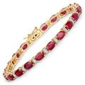 11.67 Carat Genuine Ruby and White Diamond 14K Yellow Gold Bracelet