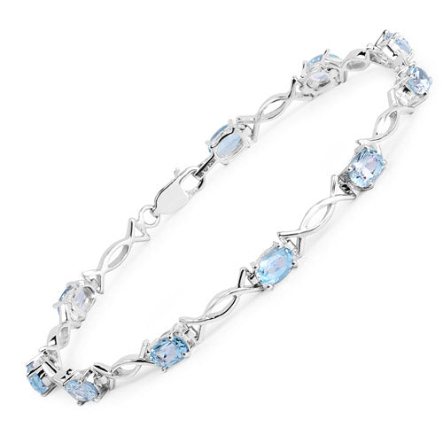 5.10 Carat Genuine Blue Topaz .925 Sterling Silver Bracelet