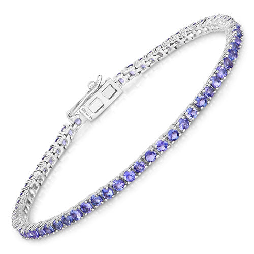 4.34 Carat Genuine Tanzanite .925 Sterling Silver Bracelet