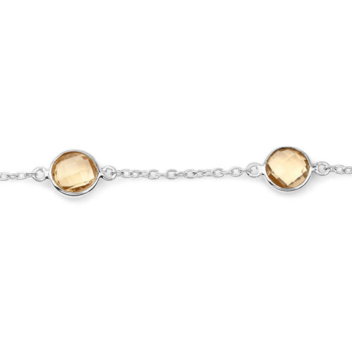 3.50 Carat Genuine Citrine .925 Sterling Silver Bracelet