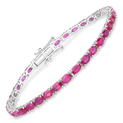 9.18 Carat Genuine Ruby 10K White Gold Bracelet