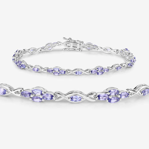 3.20 Carat Genuine Tanzanite .925 Sterling Silver Bracelet
