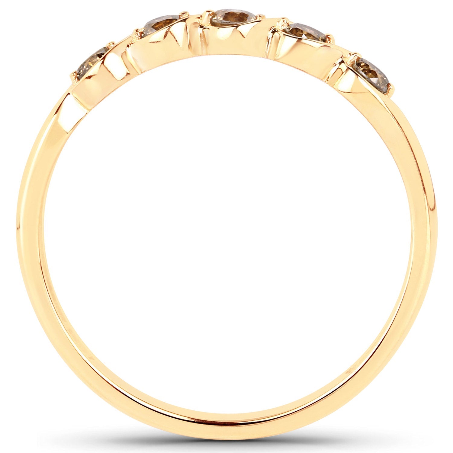 0.19 Carat Genuine Champagne Diamond 14K Yellow Gold Ring (I1-I2)