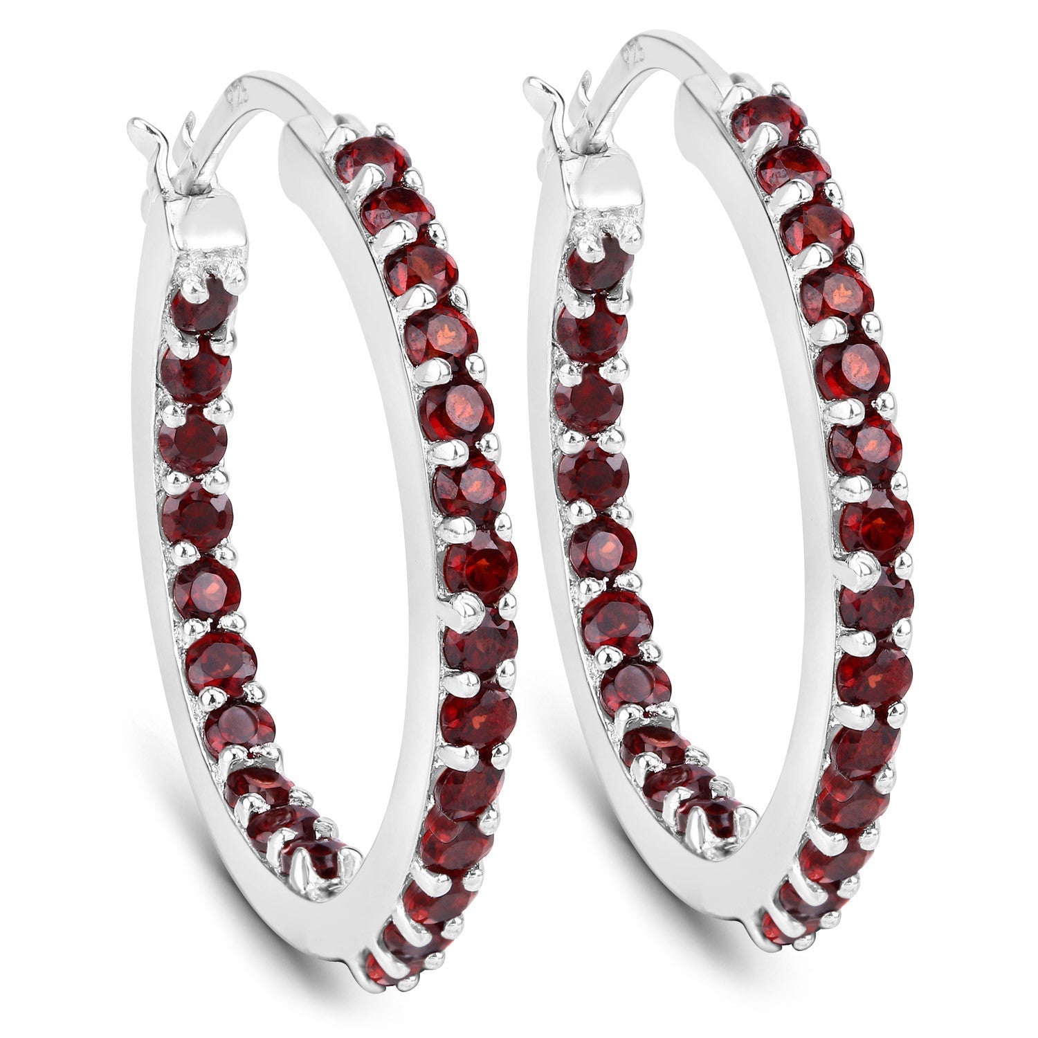 1.92 Carat Genuine Garnet .925 Sterling Silver Earrings