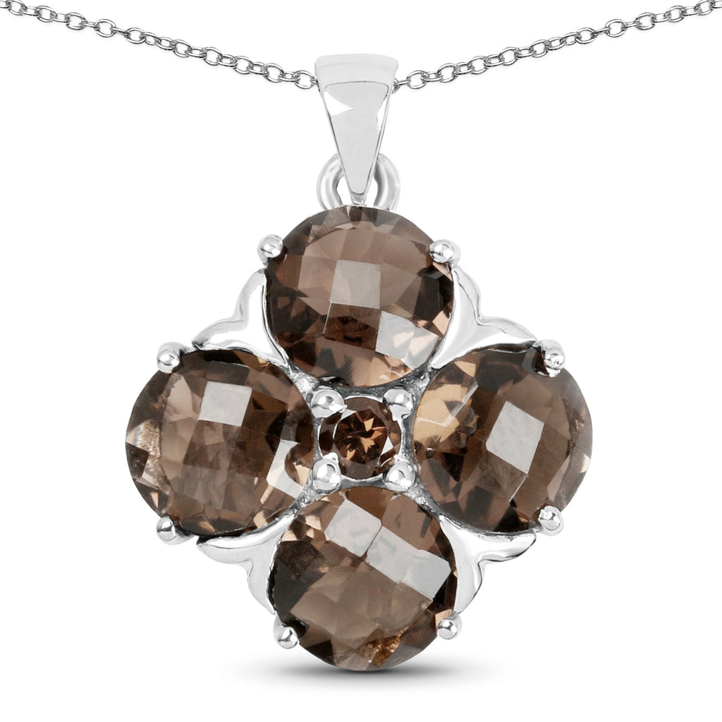 7.03 Carat Genuine Smoky Quartz .925 Sterling Silver Pendant