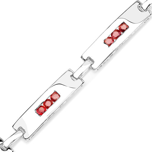 2.52 Carat Genuine Orange Sapphire .925 Sterling Silver Bracelet