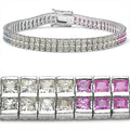 9.50 Carat Genuine Multi-sapphire Sterling Silver Bracelet