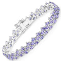 12.04 Carat Genuine Tanzanite .925 Sterling Silver Bracelet