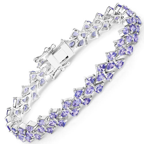 12.04 Carat Genuine Tanzanite .925 Sterling Silver Bracelet