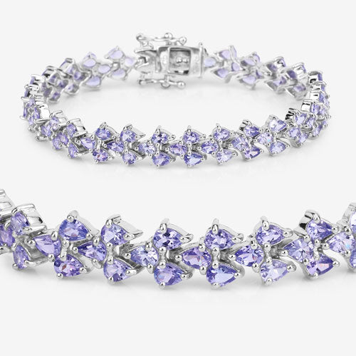 12.04 Carat Genuine Tanzanite .925 Sterling Silver Bracelet