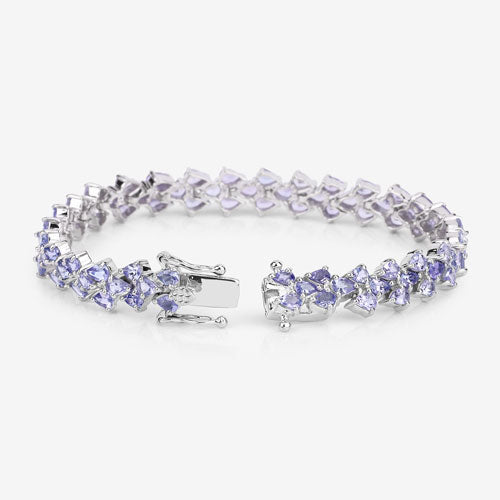 12.04 Carat Genuine Tanzanite .925 Sterling Silver Bracelet