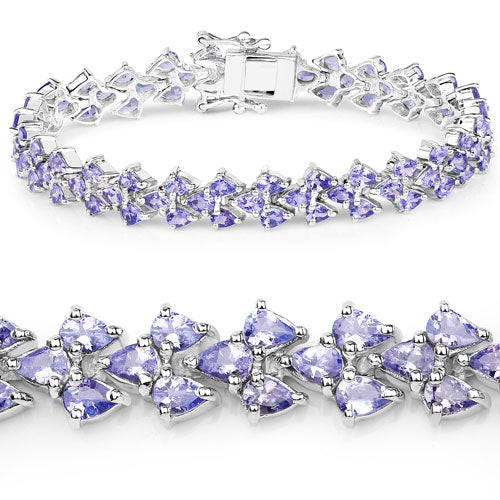 12.04 Carat Genuine Tanzanite .925 Sterling Silver Bracelet