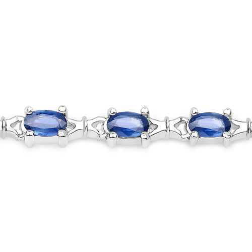 4.18 Carat Genuine Blue Sapphire .925 Sterling Silver Bracelet