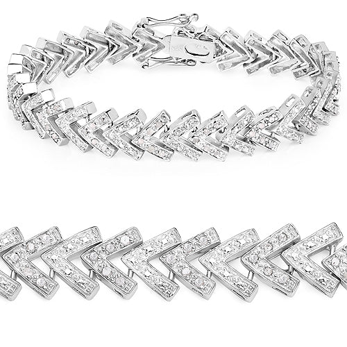 0.90 Carat Genuine White Diamond .925 Sterling Silver Bracelet