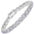 2.40 Carat Genuine Tanzanite .925 Sterling Silver Bracelet
