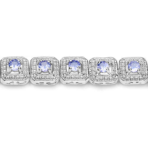 2.40 Carat Genuine Tanzanite .925 Sterling Silver Bracelet