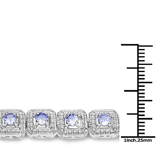 2.40 Carat Genuine Tanzanite .925 Sterling Silver Bracelet