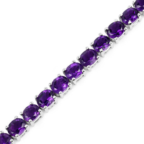 12.58 Carat Genuine Amethyst .925 Sterling Silver Bracelet