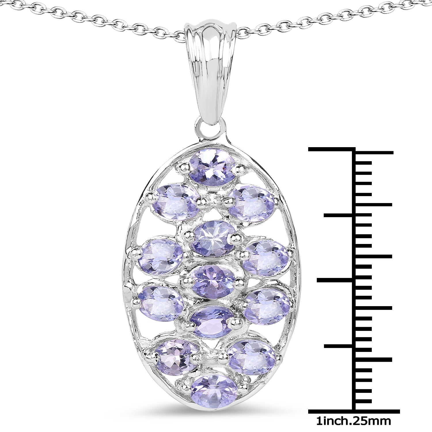 2.21 Carat Genuine Tanzanite .925 Sterling Silver Pendant
