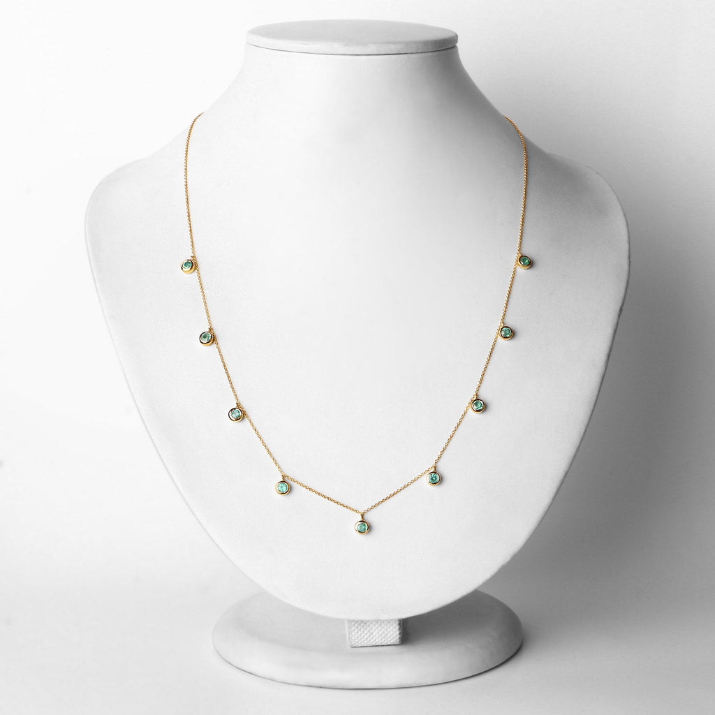 0.90 Carat Genuine Zambian Emerald 10K Yellow Gold Necklace
