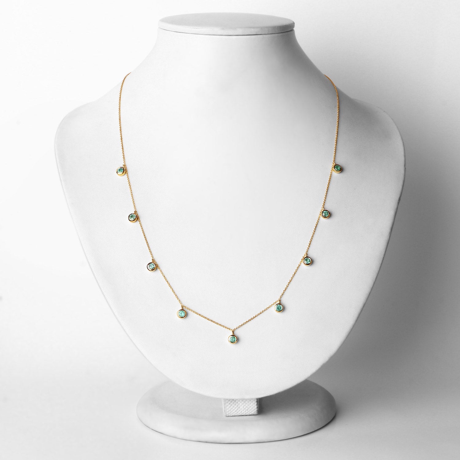 0.90 Carat Genuine Zambian Emerald 10K Yellow Gold Necklace