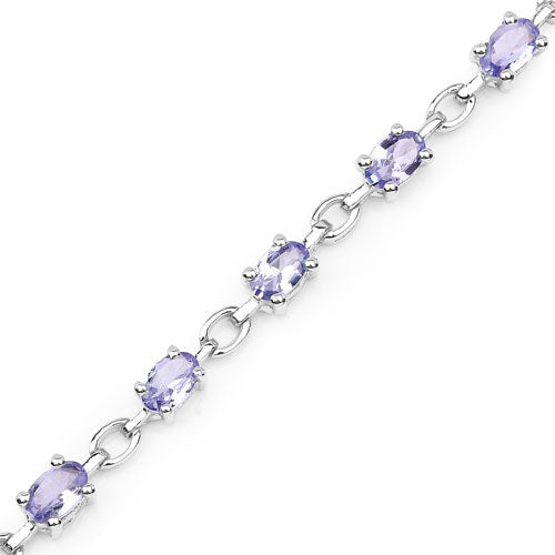 3.12 Carat Genuine Tanzanite .925 Sterling Silver Bracelet