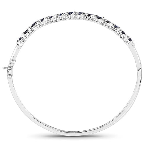 3.08 Carat Genuine Blue Sapphire .925 Sterling Silver Bangle