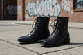 Women’s Lace-Up Square Toe Motorcycle Boots – Comfortable Outdoor Riding Boots